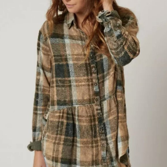 Free People Tops - Free People Women's Medium Plaid Easy Street Flannel Blouse